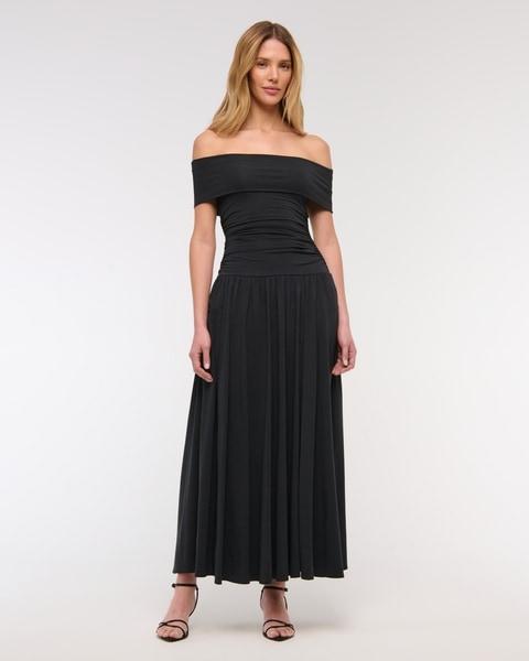 off the shoulder knit maxi dress Rohe Knitted in Black this dress is your go Off-The-Shoulder Knit Maxi Dress |